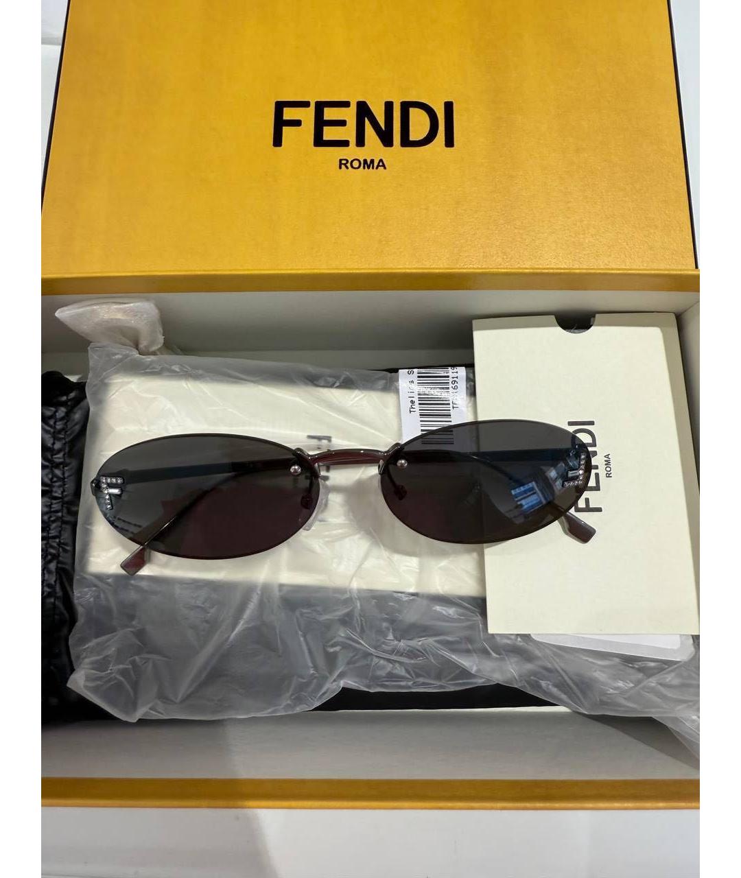 FENDI Серебряные металлические солнцезащитные очки, фото 5