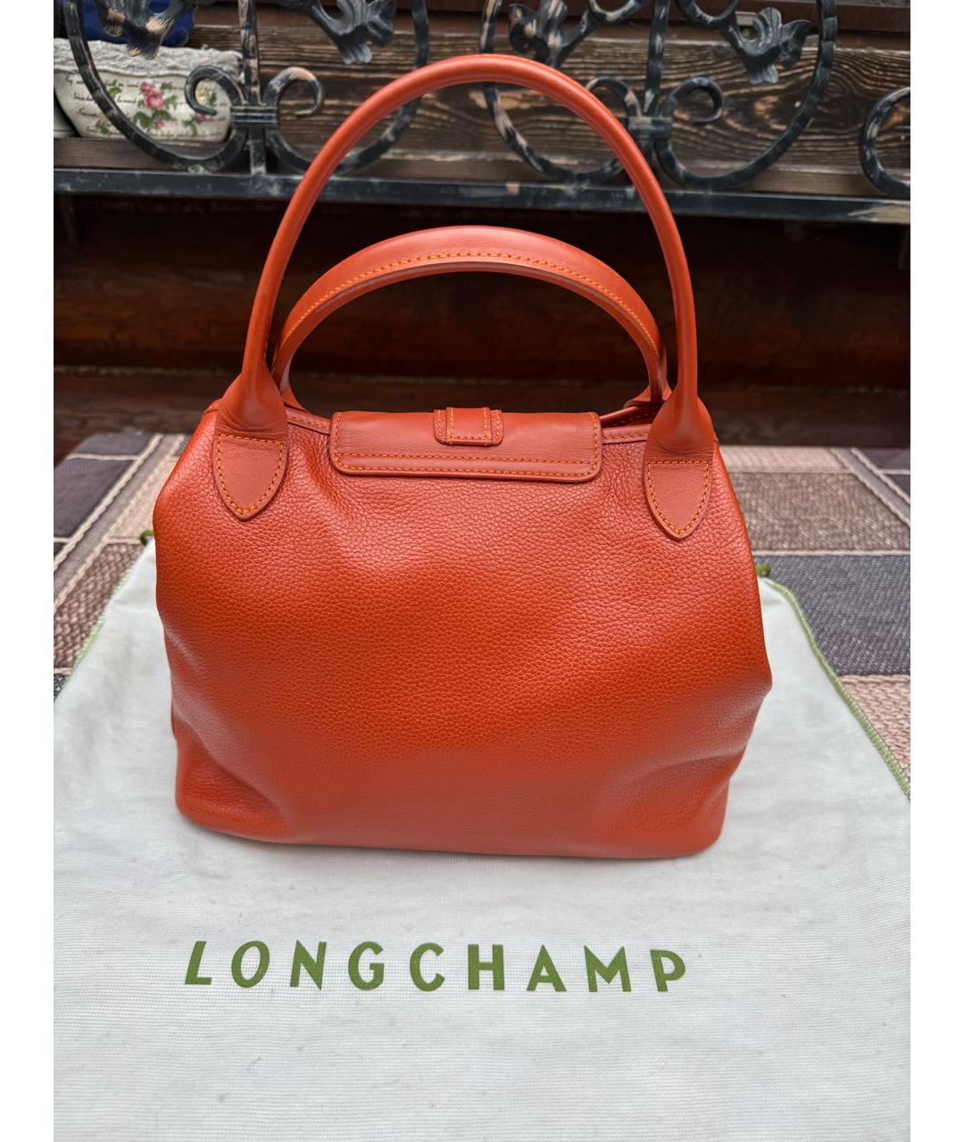 LONGCHAMP Оранжевая кожаная сумка с короткими ручками, фото 3