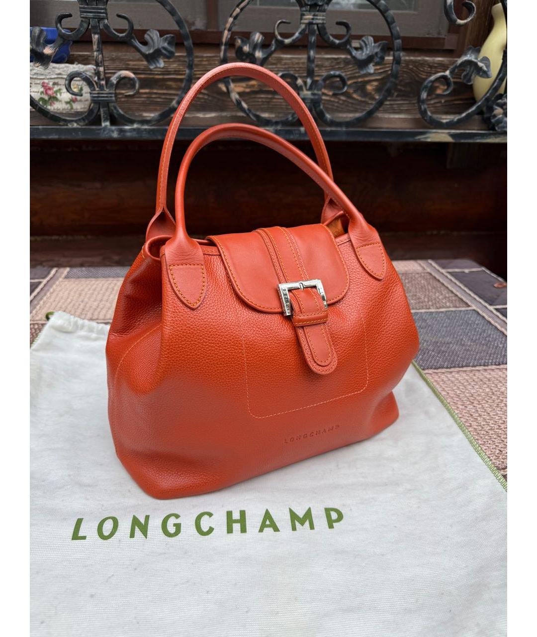 LONGCHAMP Оранжевая кожаная сумка с короткими ручками, фото 2