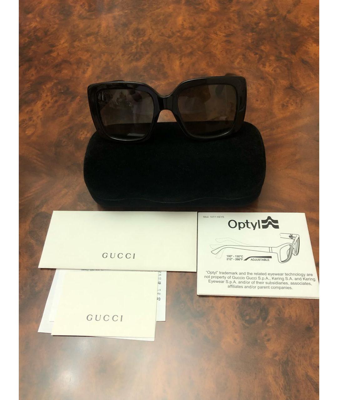 GUCCI Черные пластиковые солнцезащитные очки, фото 2