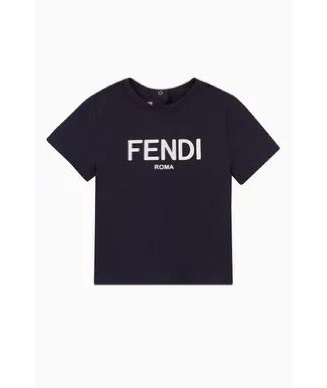 FENDI Темно-синяя хлопковая детская футболка, фото 8