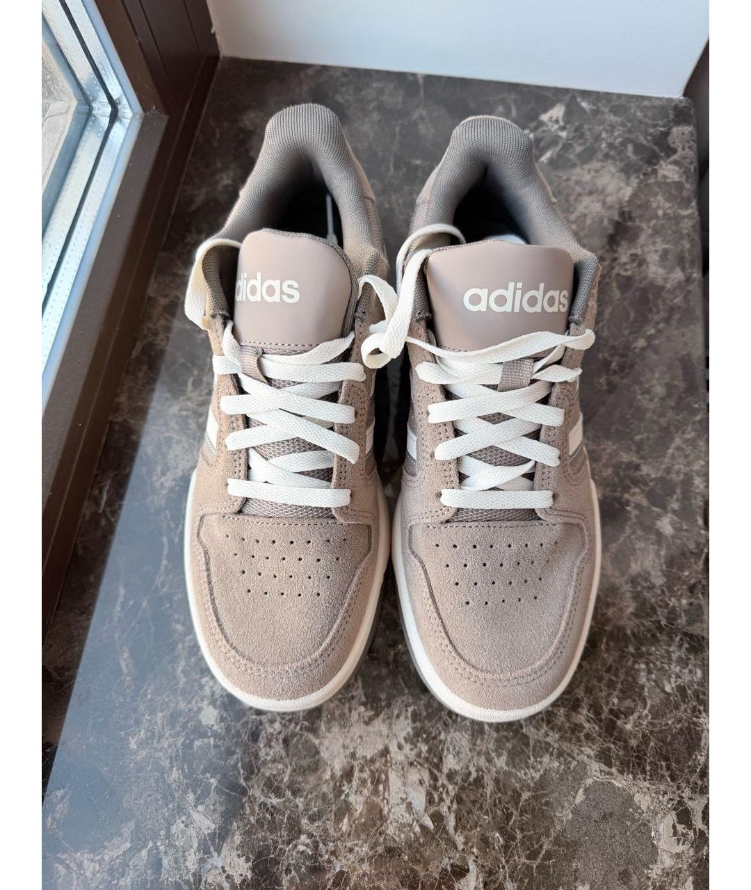 ADIDAS Бежевые замшевые кроссовки, фото 3