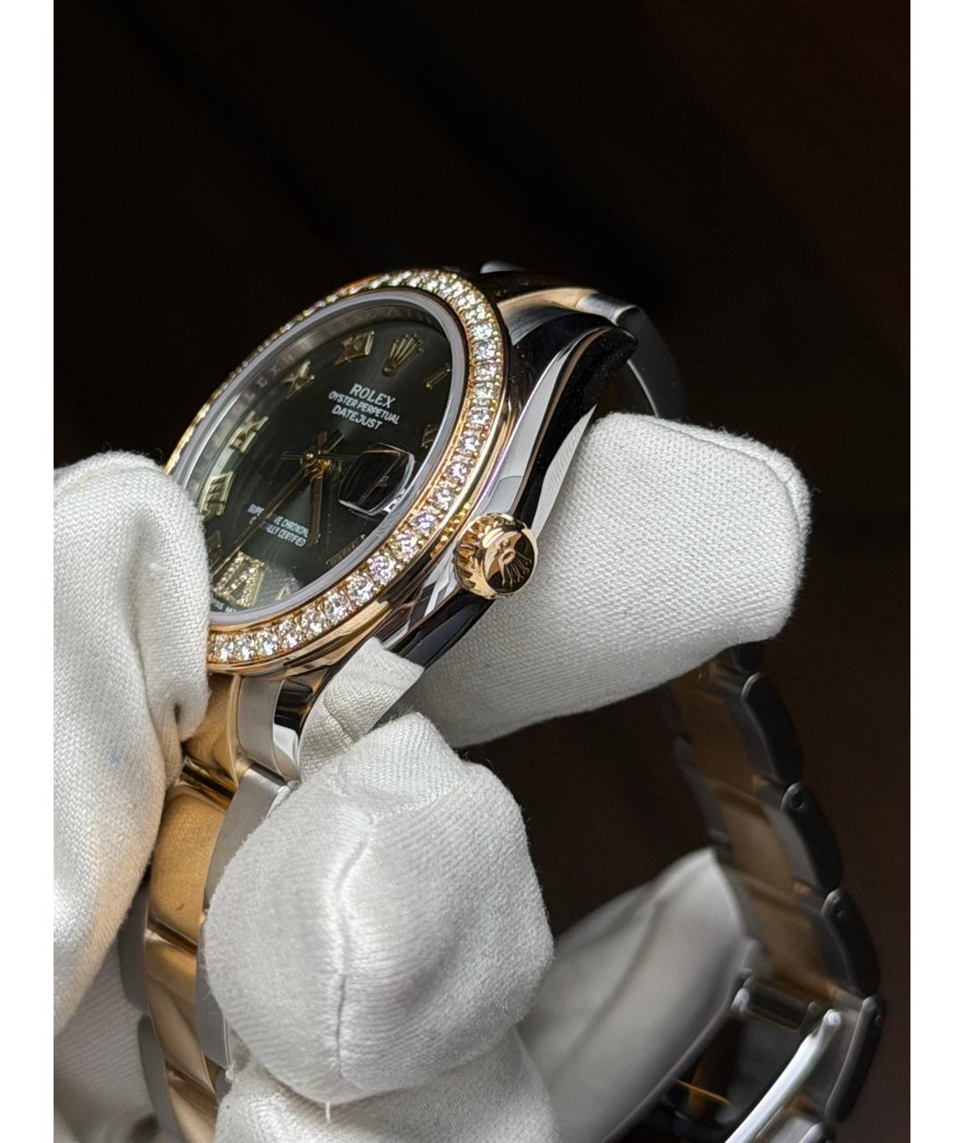 ROLEX Зеленые часы из желтого золота, фото 4
