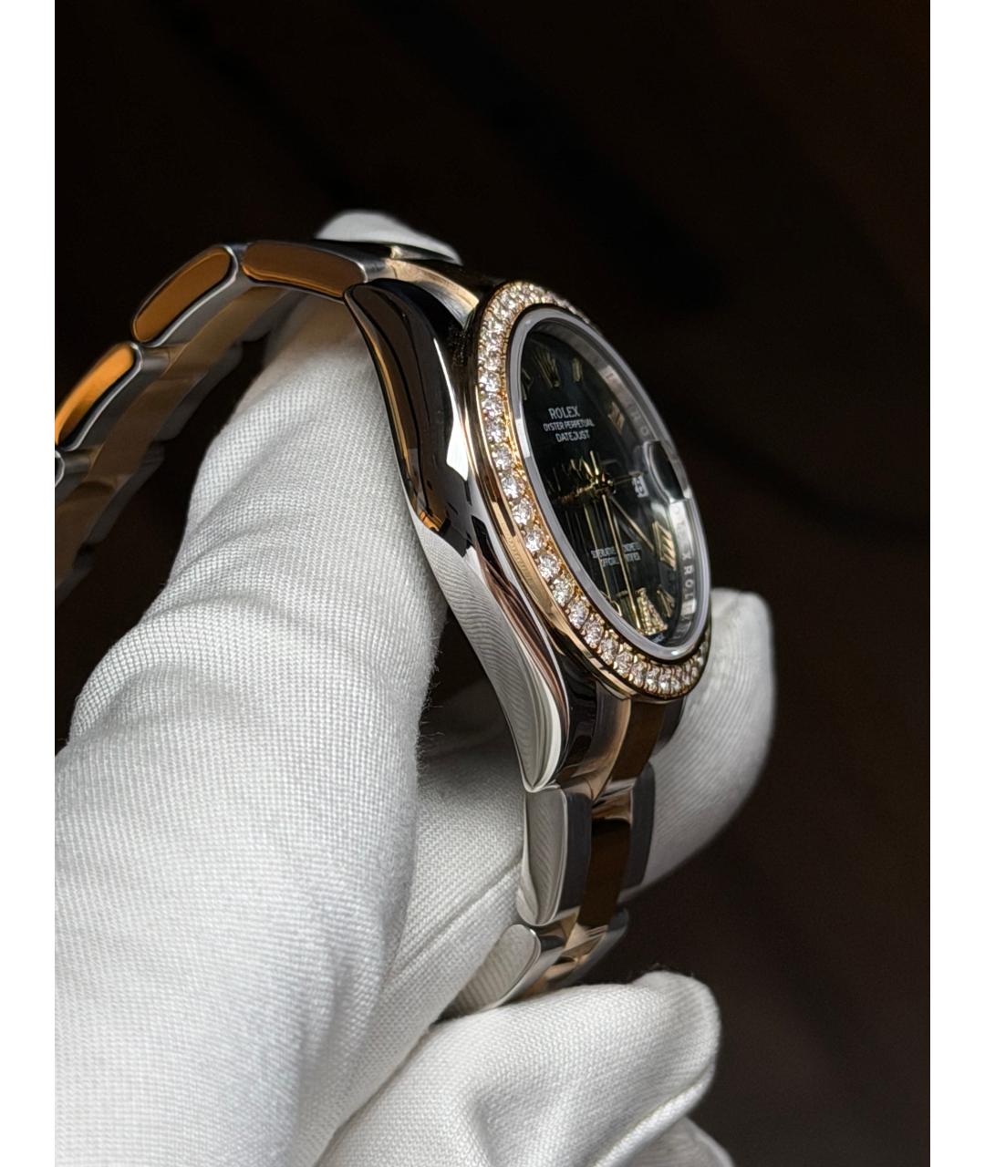 ROLEX Зеленые часы из желтого золота, фото 5