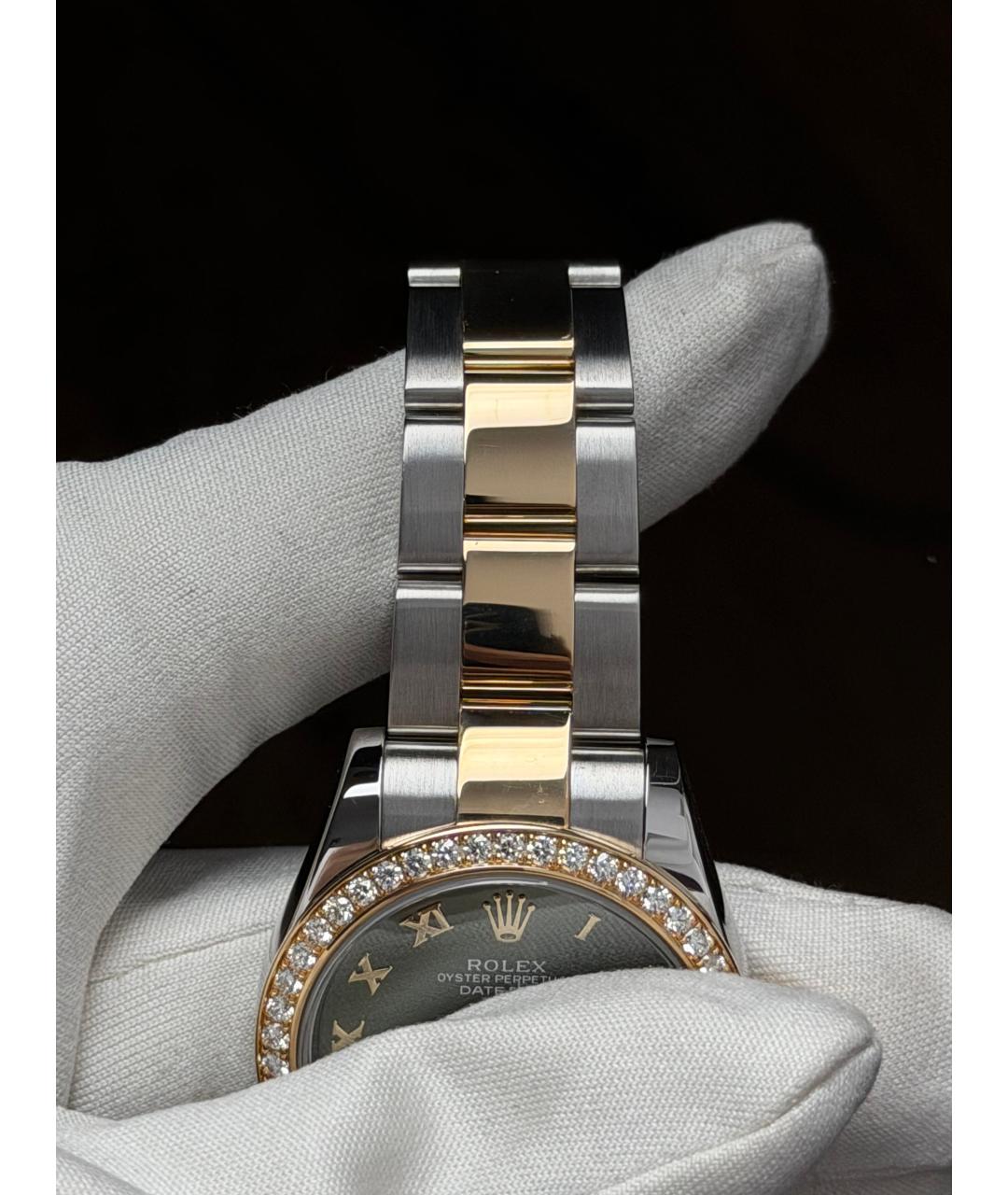 ROLEX Зеленые часы из желтого золота, фото 7