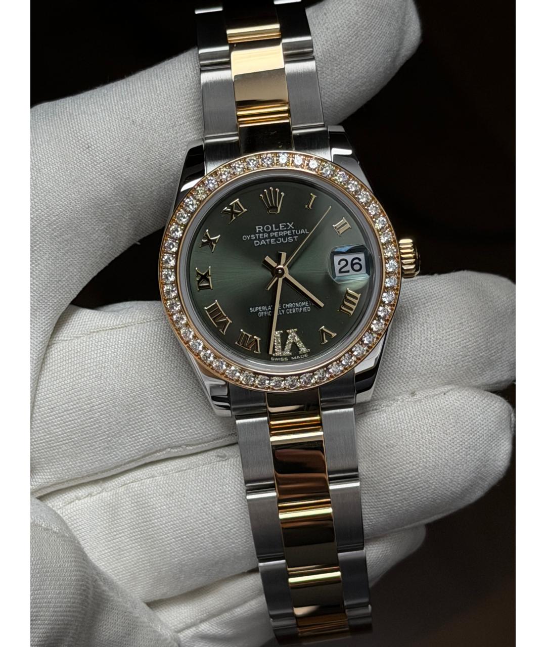 ROLEX Зеленые часы из желтого золота, фото 2