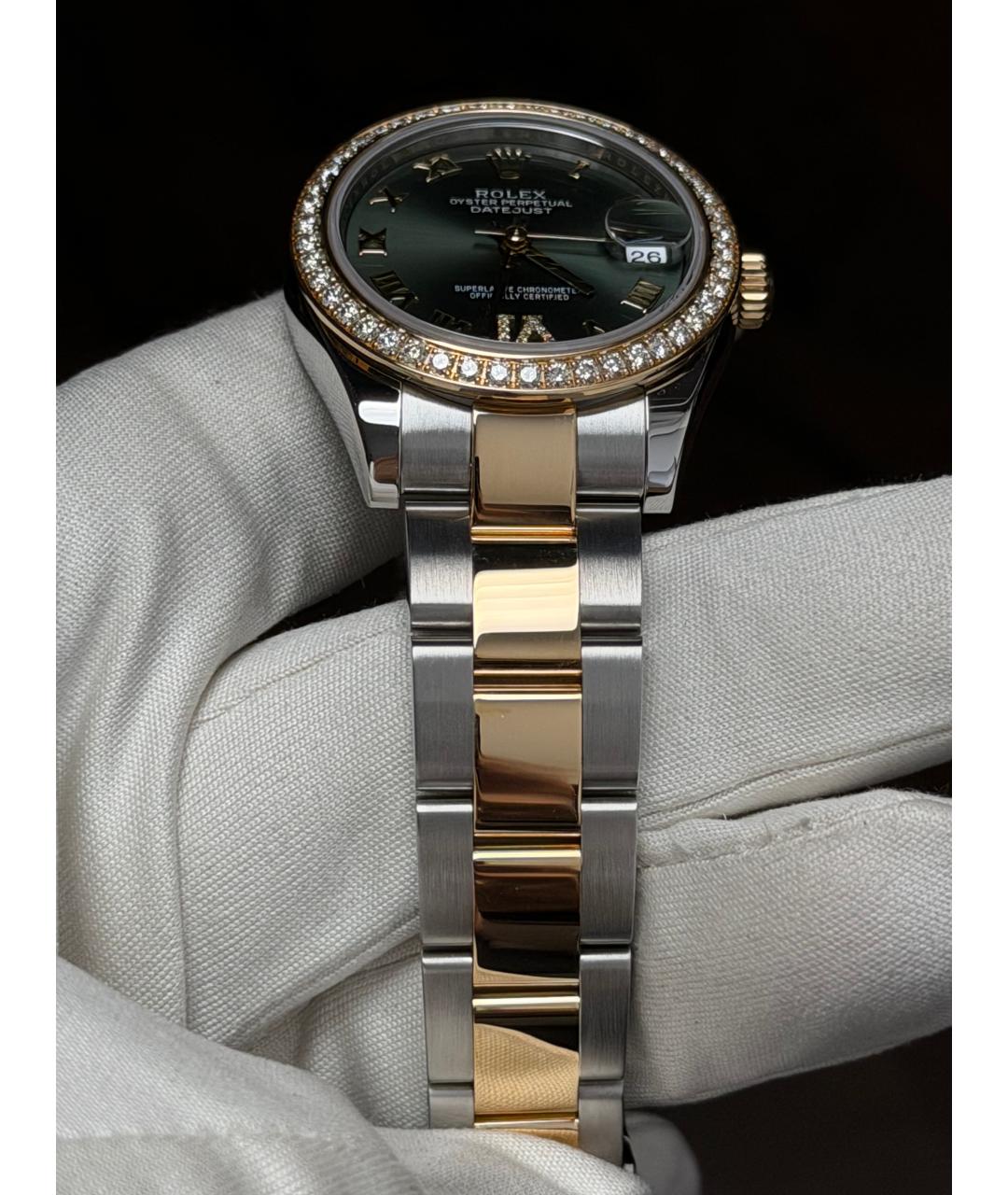 ROLEX Зеленые часы из желтого золота, фото 6