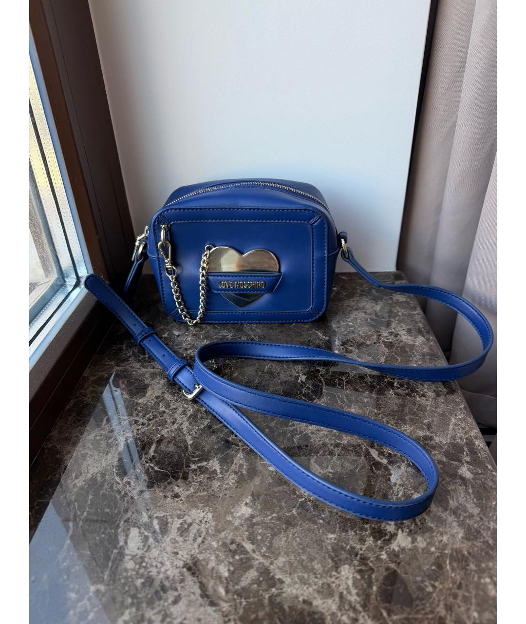 LOVE MOSCHINO Синяя сумка через плечо из искусственной кожи, фото 7