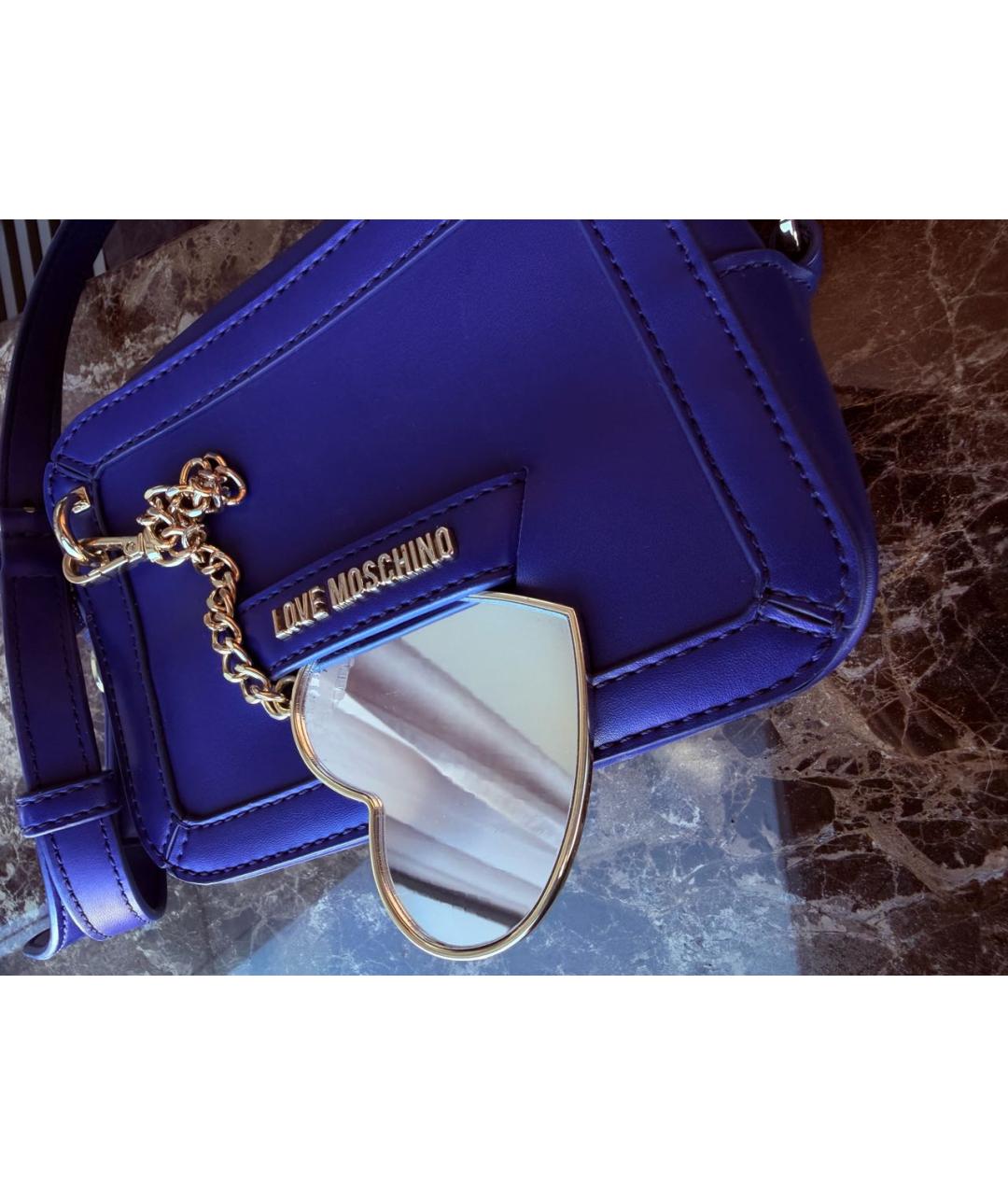 LOVE MOSCHINO Синяя сумка через плечо из искусственной кожи, фото 6