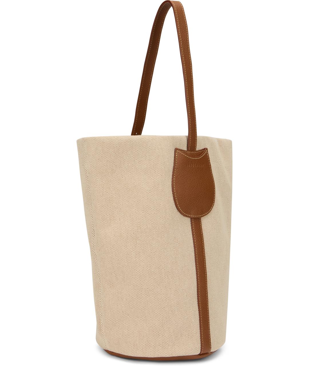 LONGCHAMP Бежевая хлопковая сумка тоут, фото 2