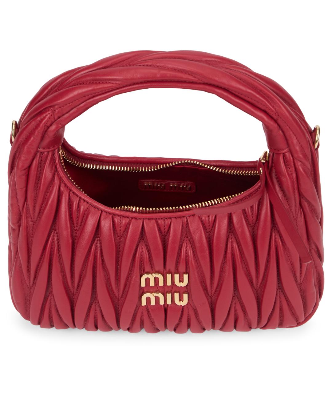 MIU MIU Красная кожаная сумка с короткими ручками, фото 5