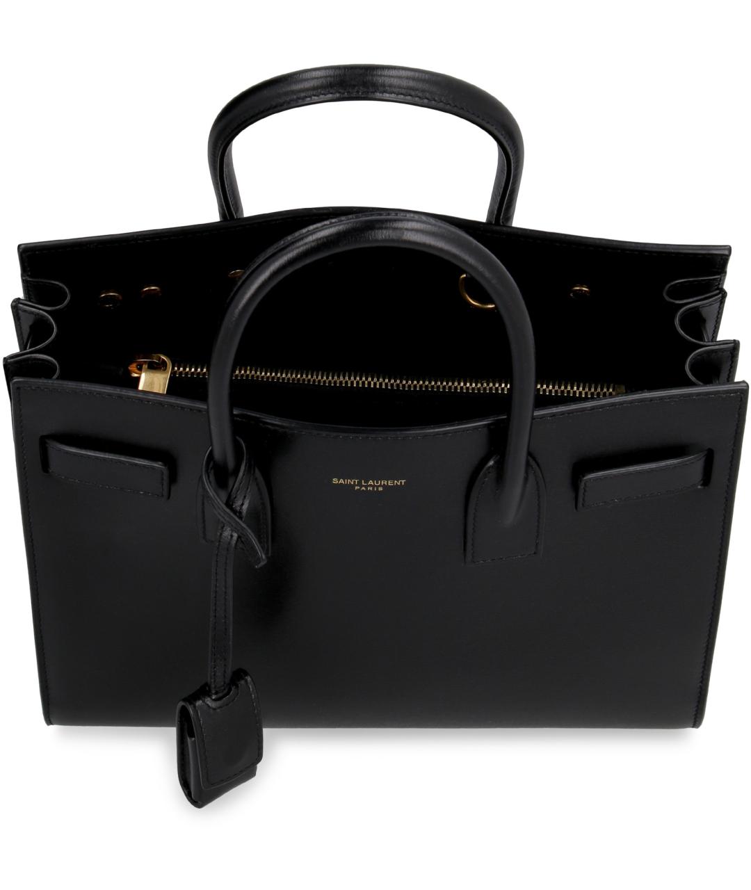 SAINT LAURENT Черная кожаная сумка тоут, фото 6