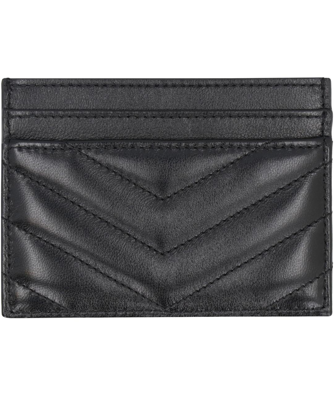 SAINT LAURENT Черный кожаный кардхолдер, фото 2