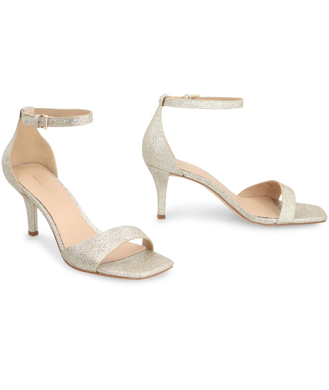 MICHAEL MICHAEL KORS Золотые кожаные босоножки, фото 3