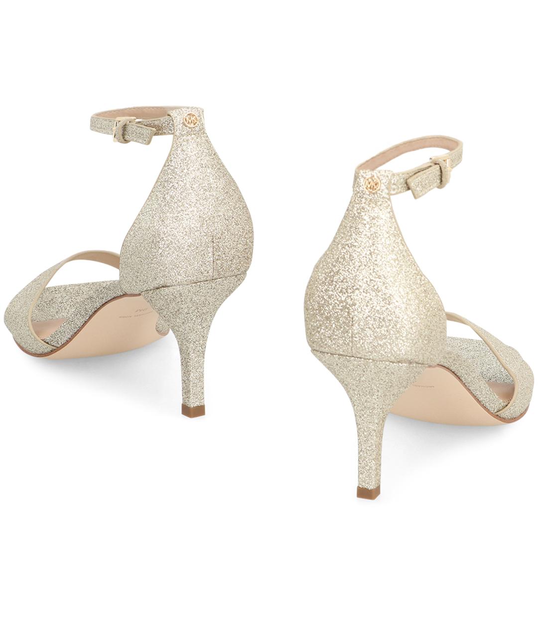 MICHAEL MICHAEL KORS Золотые кожаные босоножки, фото 4
