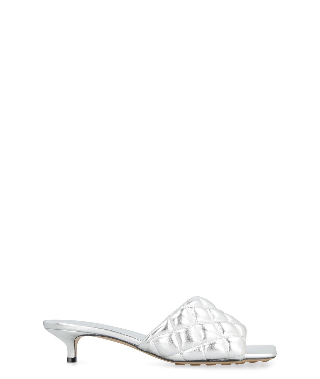 BOTTEGA VENETA Серебряные кожаные мюли, фото 1