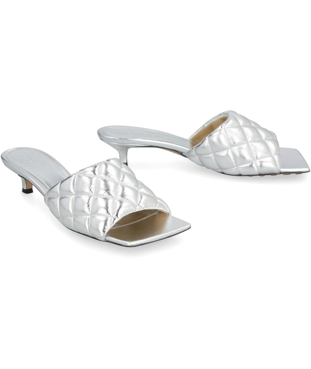 BOTTEGA VENETA Серебряные кожаные мюли, фото 3