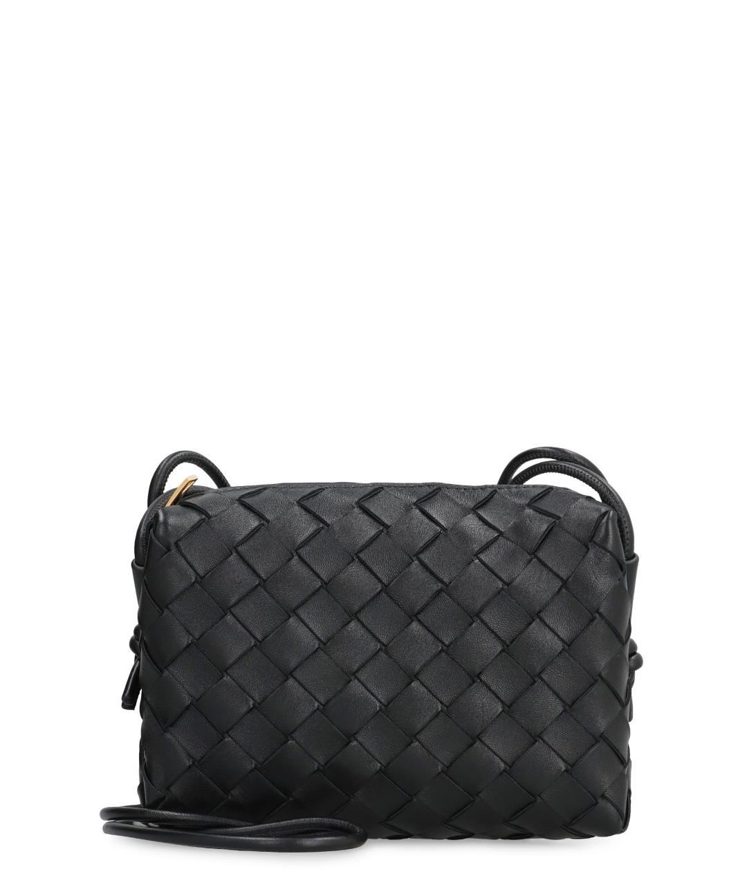 BOTTEGA VENETA Черная кожаная сумка через плечо, фото 1