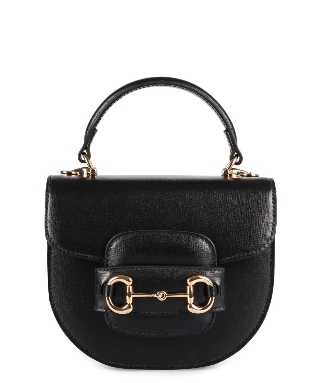 GUCCI Черная кожаная сумка с короткими ручками, фото 1