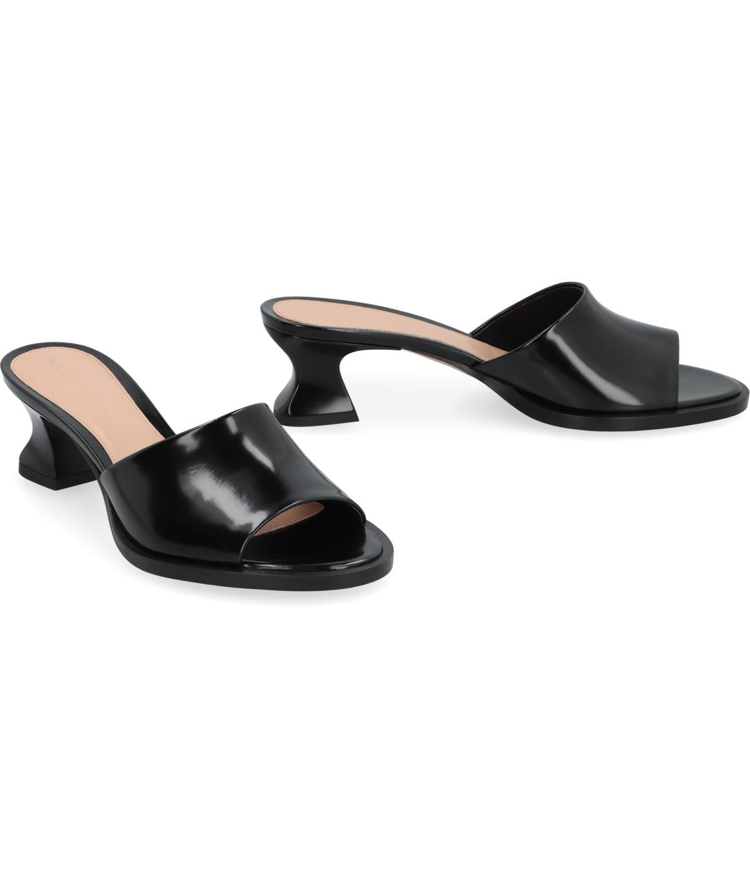 BOTTEGA VENETA Черные кожаные мюли, фото 2