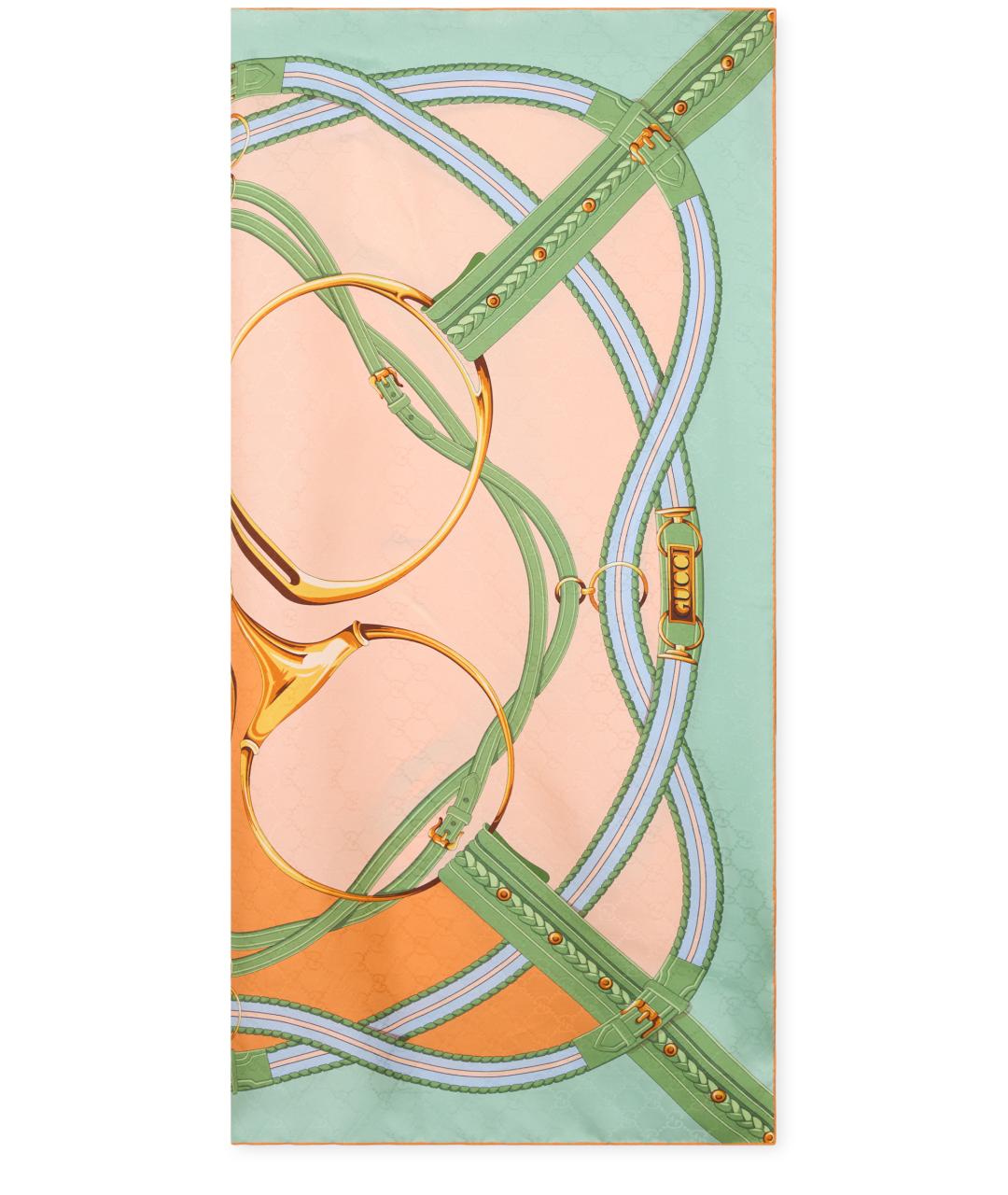GUCCI Розовый шелковый шарф, фото 2