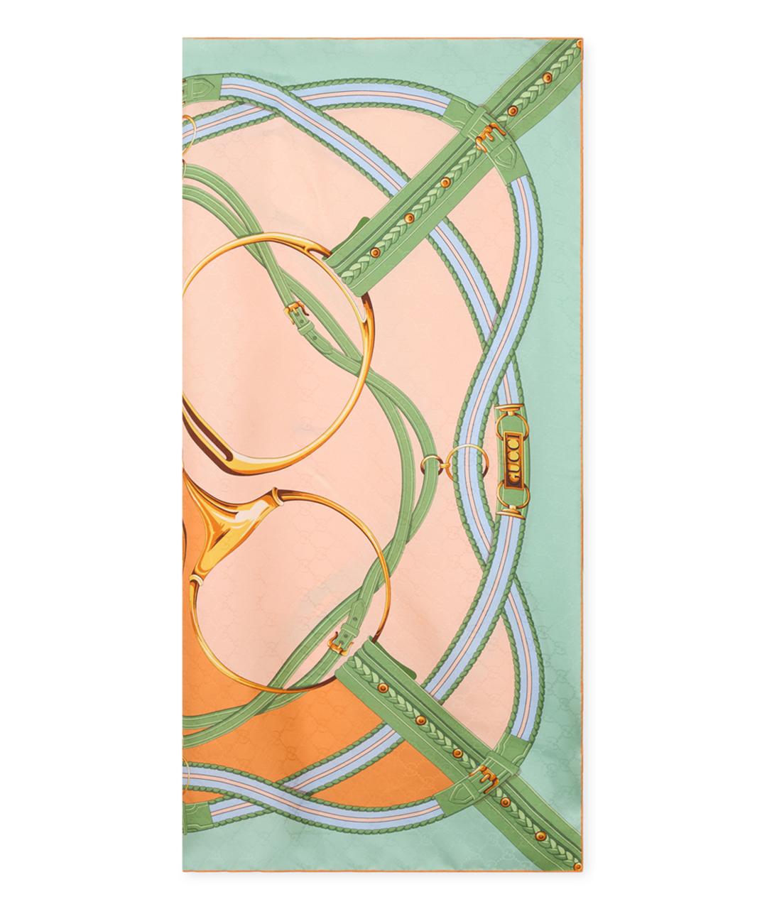 GUCCI Розовый шелковый шарф, фото 1