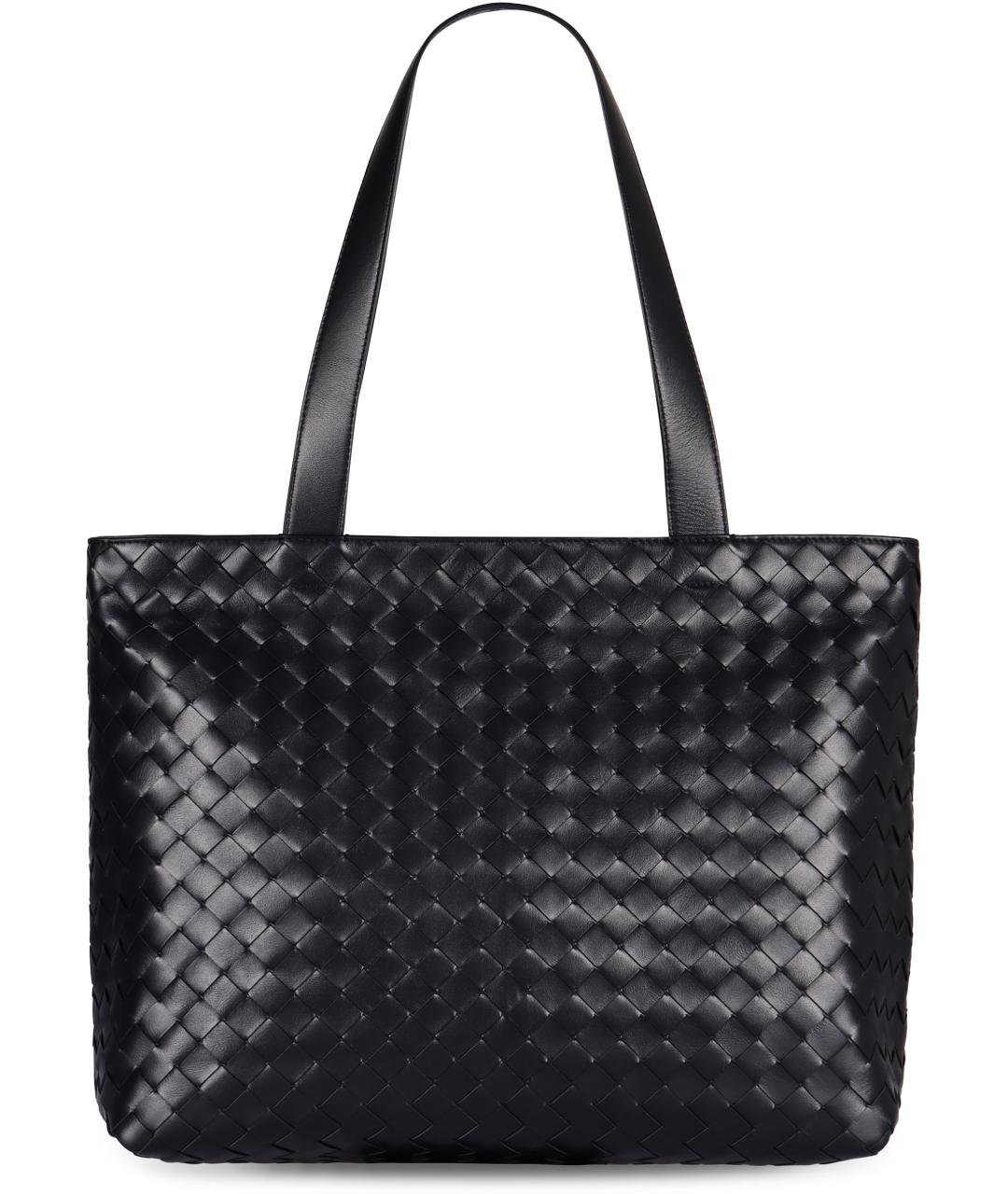 BOTTEGA VENETA Черная кожаная сумка тоут, фото 3