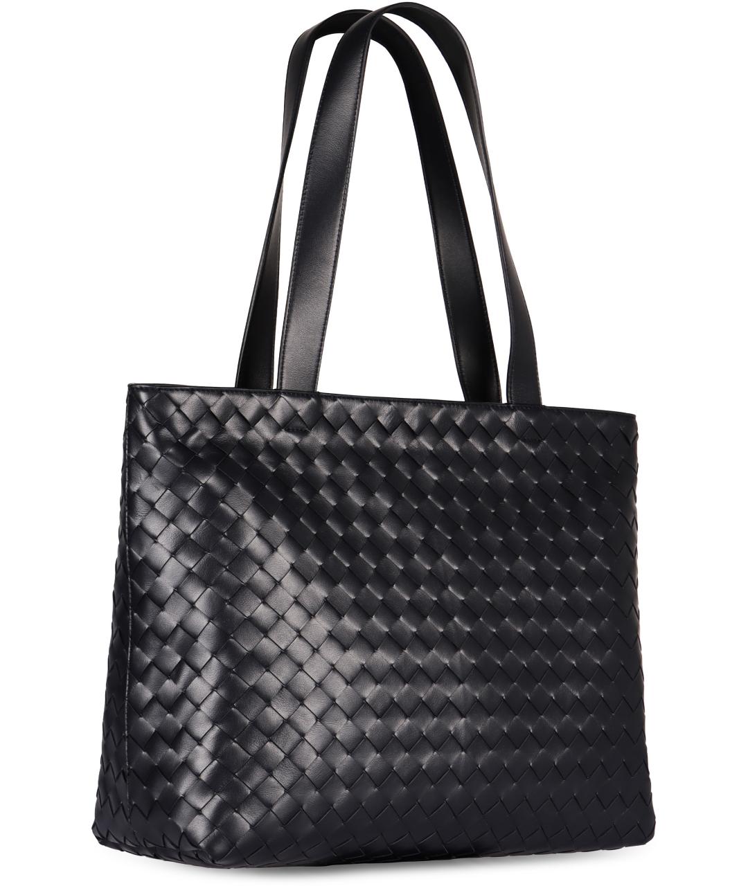 BOTTEGA VENETA Черная кожаная сумка тоут, фото 2