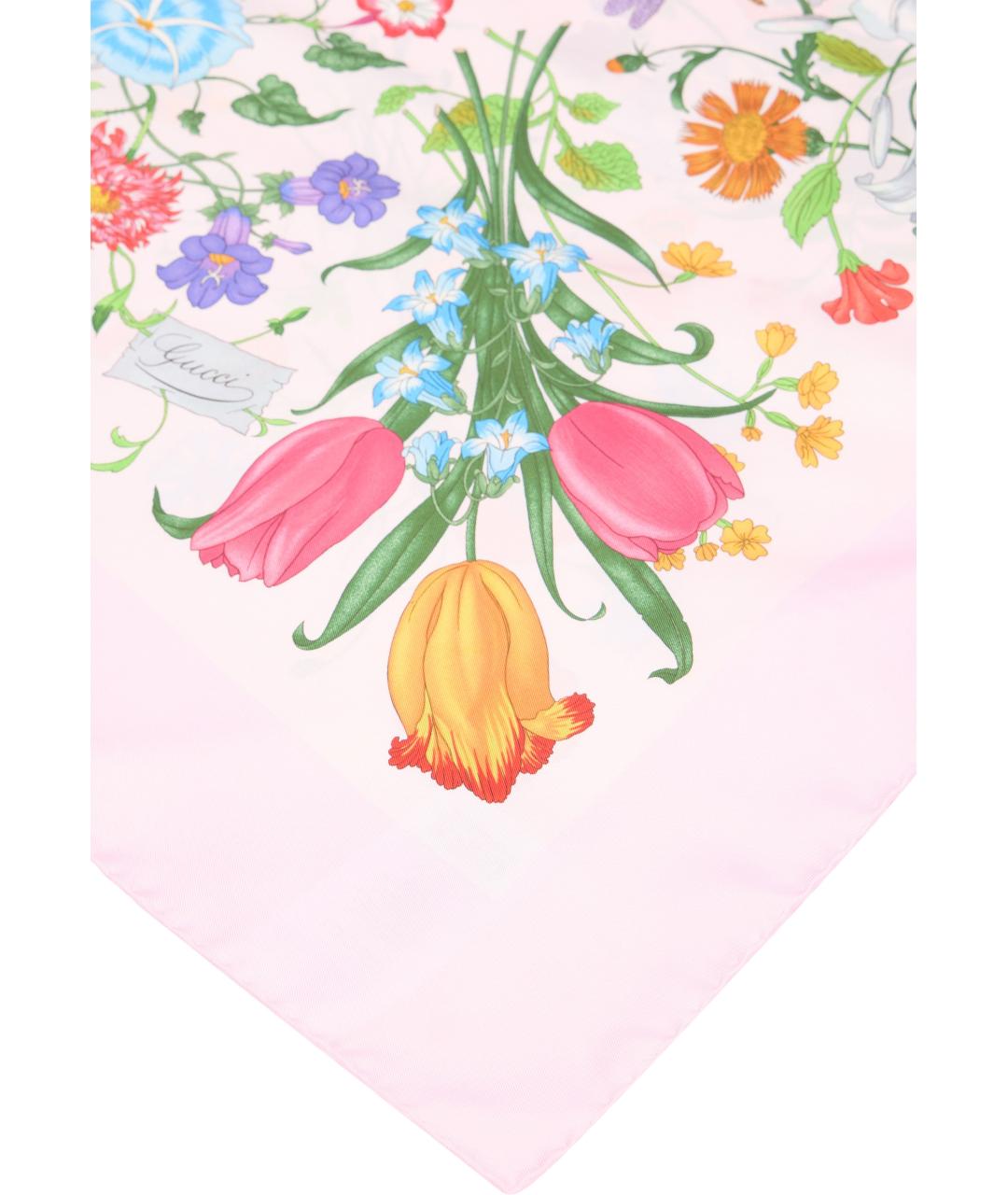 GUCCI Розовый шелковый шарф, фото 3