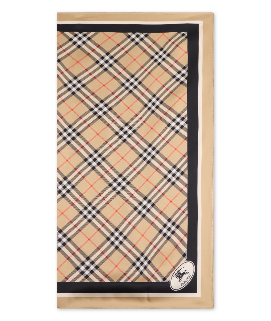 BURBERRY Бежевый шелковый шарф, фото 2
