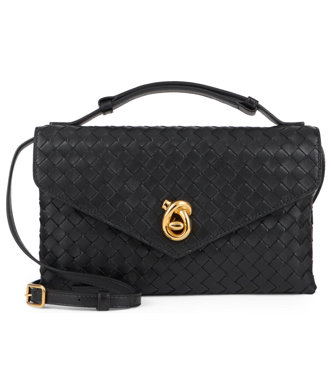 BOTTEGA VENETA Черная кожаная сумка через плечо, фото 2