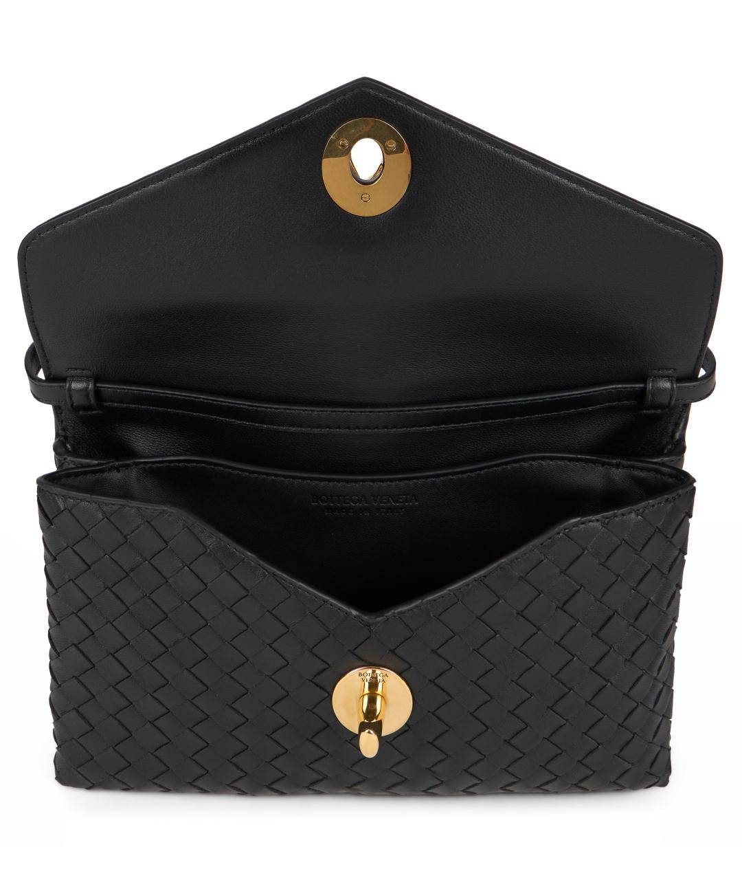 BOTTEGA VENETA Черная кожаная сумка через плечо, фото 5