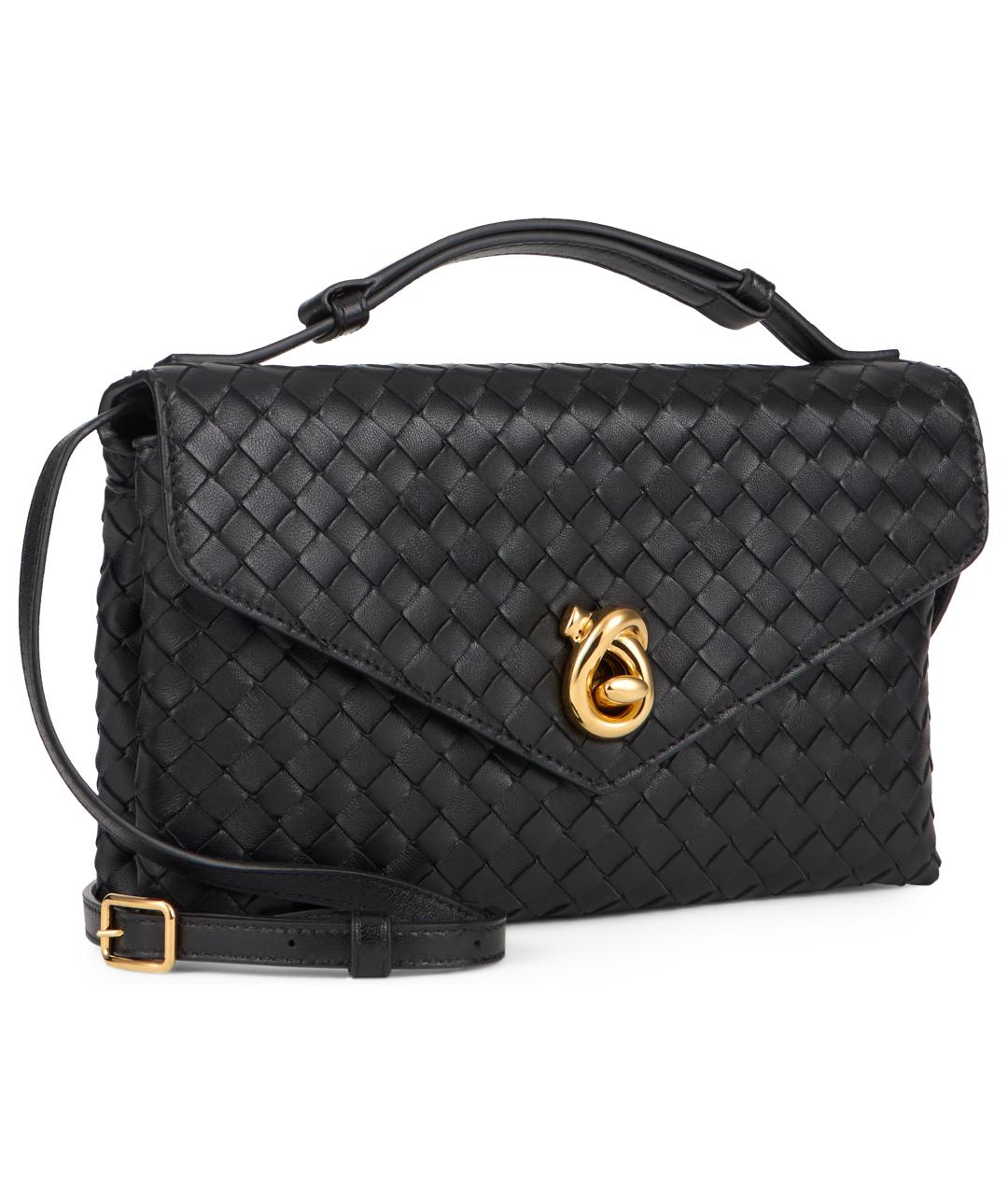BOTTEGA VENETA Черная кожаная сумка через плечо, фото 3