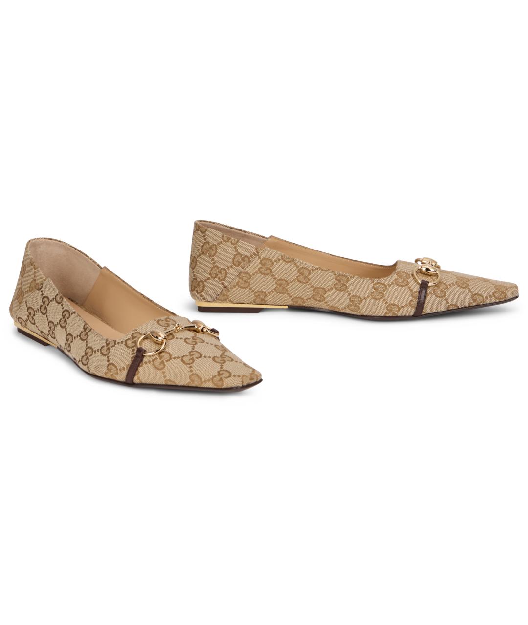 GUCCI Бежевые синтетические балетки, фото 3