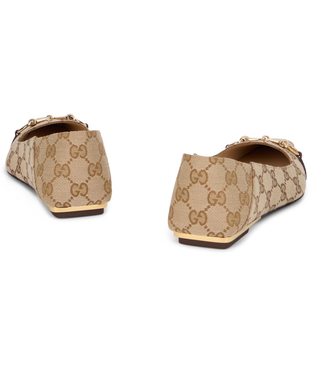 GUCCI Бежевые синтетические балетки, фото 4