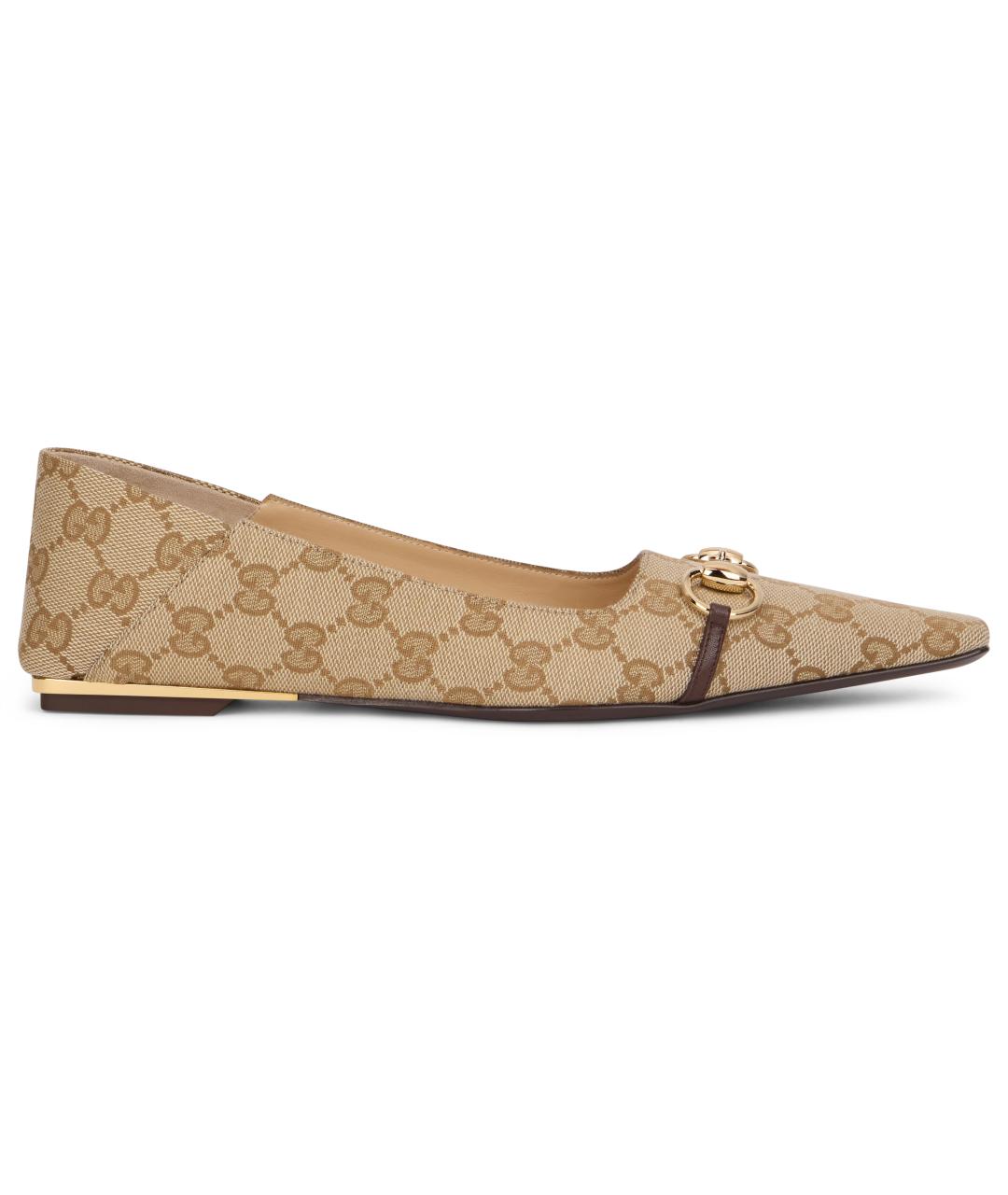 GUCCI Бежевые синтетические балетки, фото 2