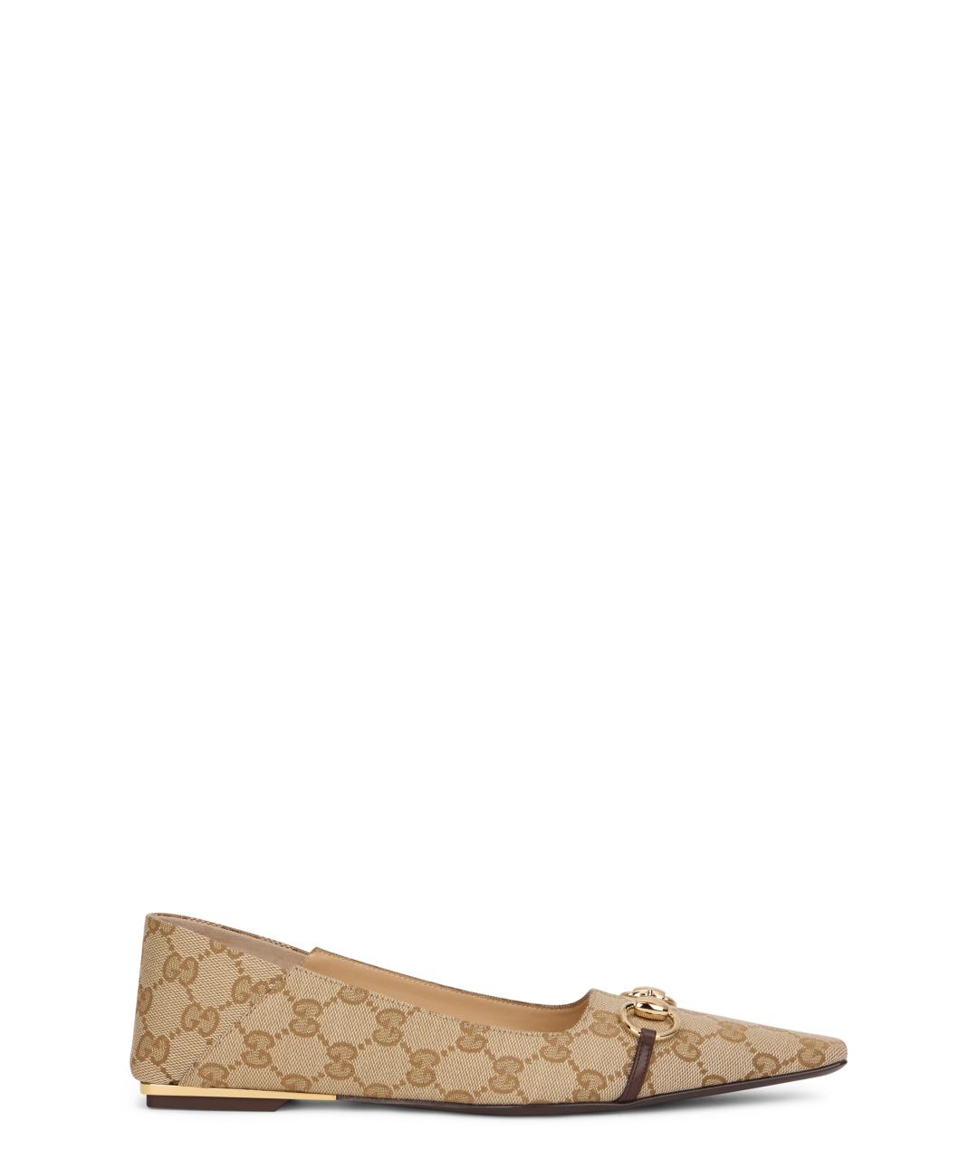 GUCCI Бежевые синтетические балетки, фото 1