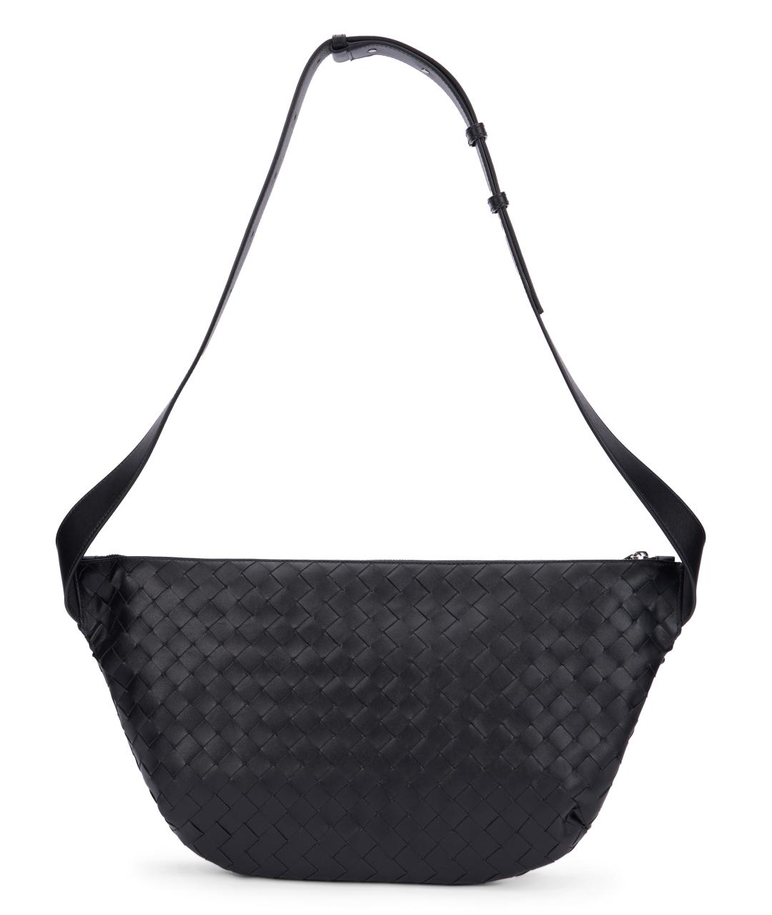 BOTTEGA VENETA Черная кожаная поясная сумка, фото 4