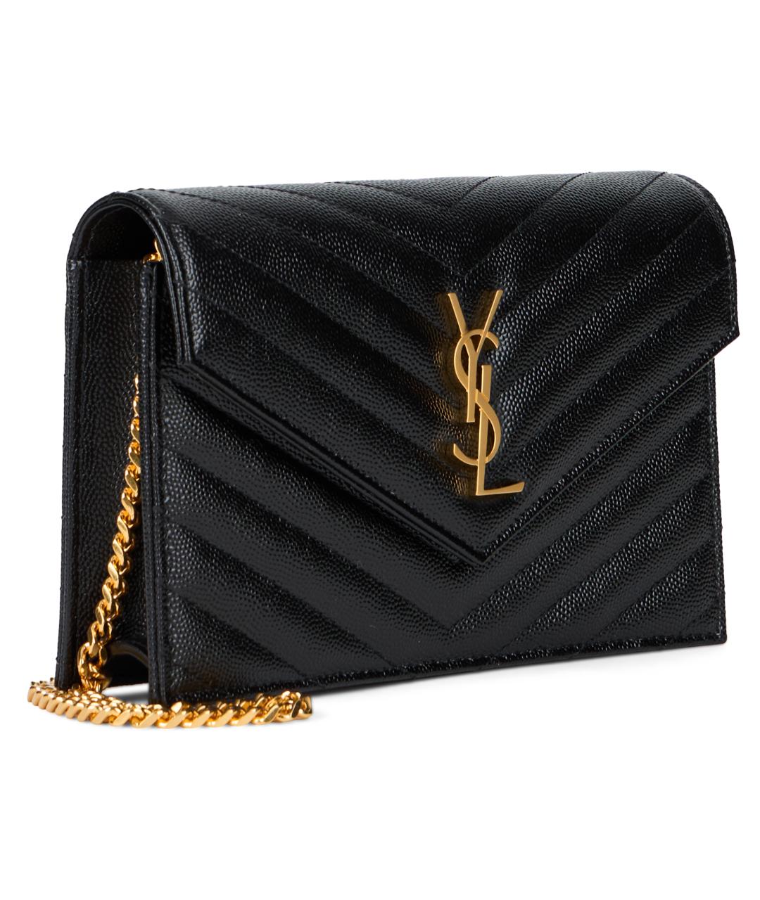 SAINT LAURENT Черная кожаная сумка через плечо, фото 2