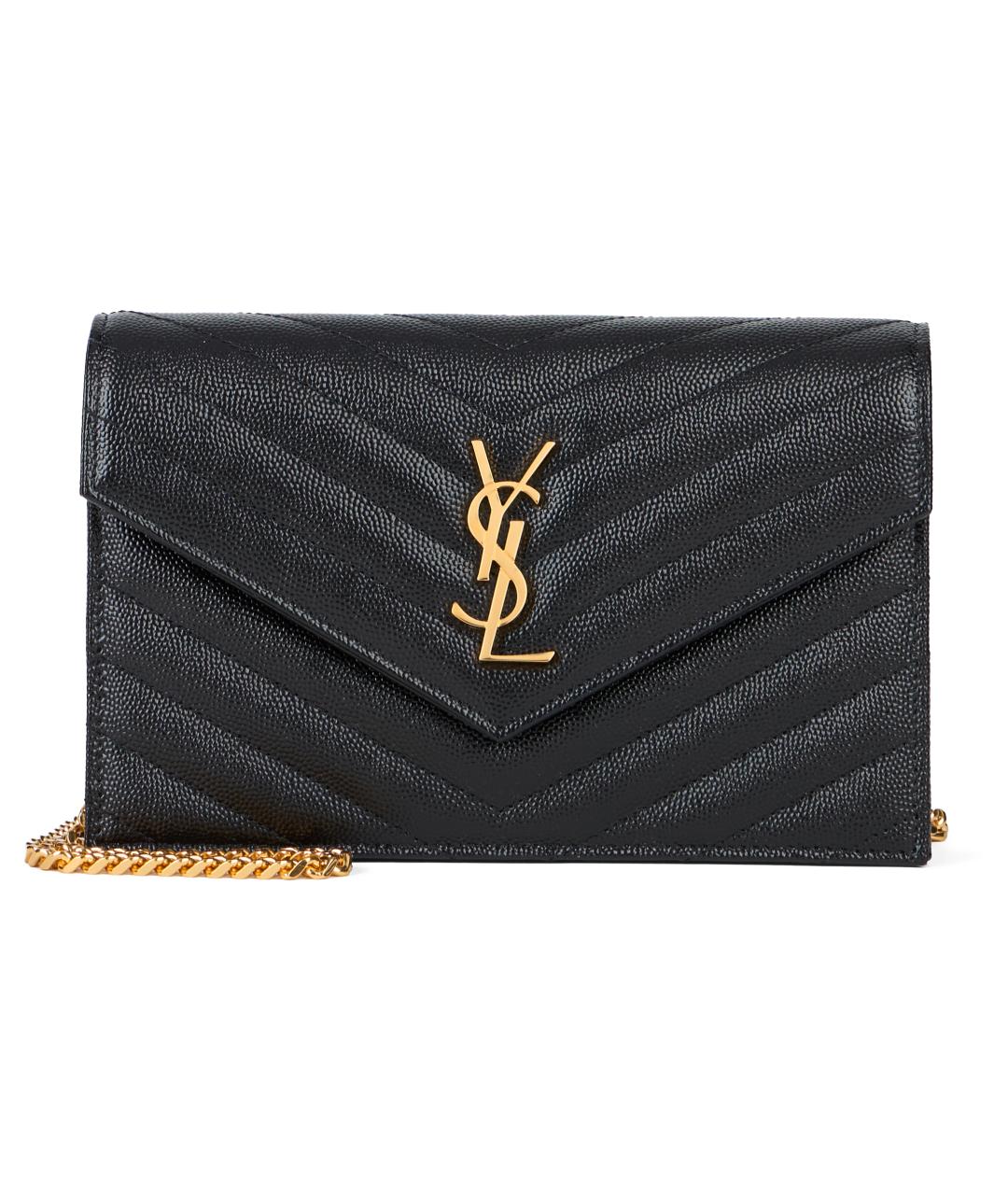 SAINT LAURENT Черная кожаная сумка через плечо, фото 1