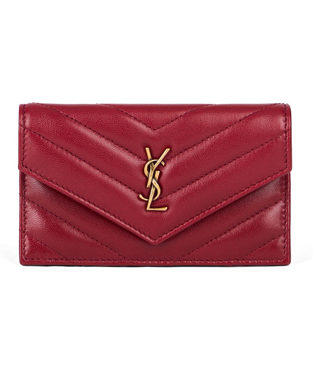 SAINT LAURENT Красный кожаный кошелек, фото 2