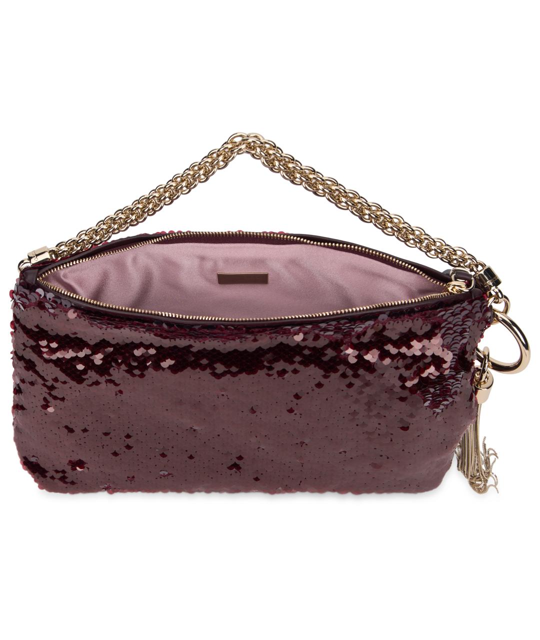 JIMMY CHOO Бордовая синтетическая сумка с короткими ручками, фото 4