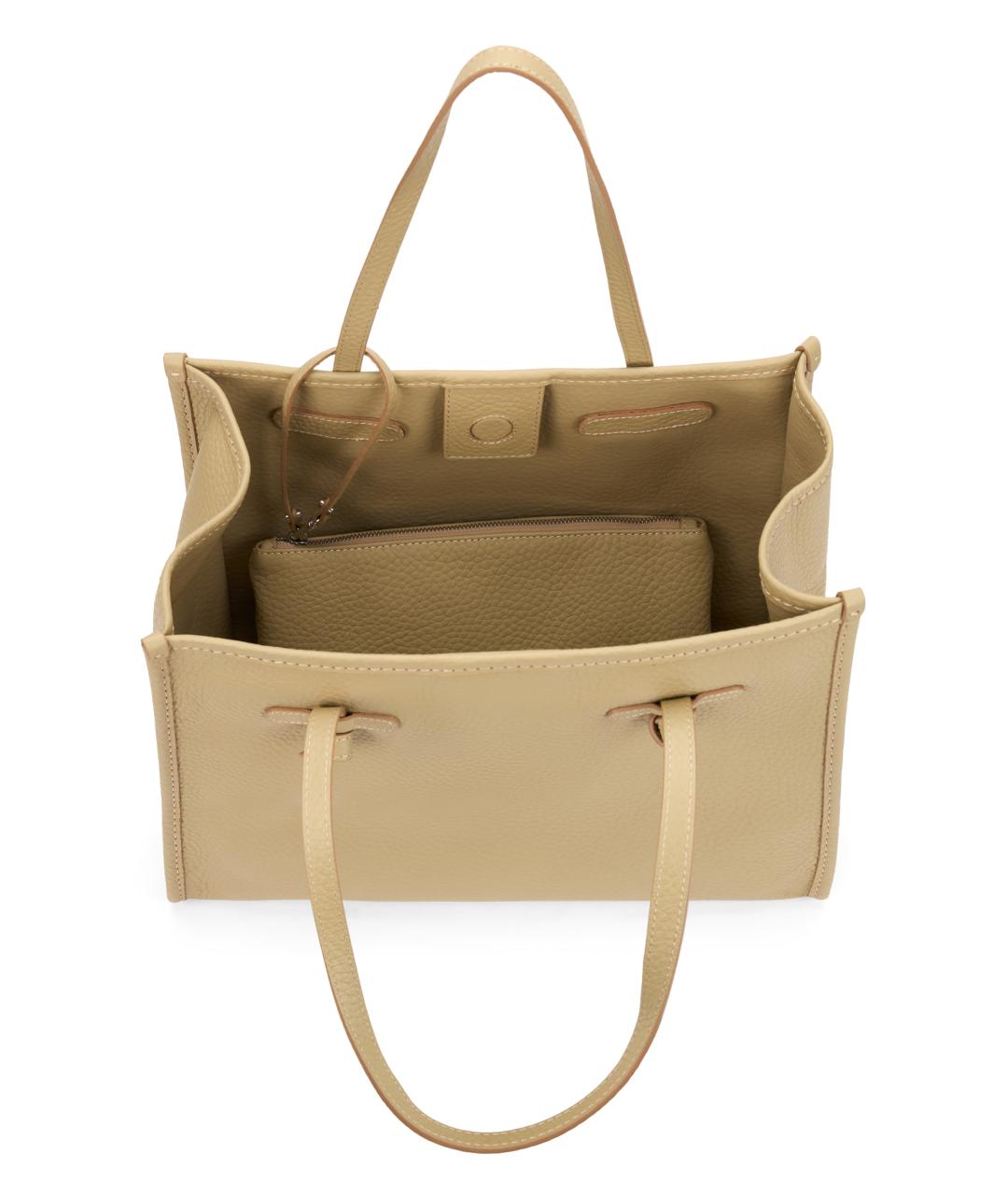 Gianni Chiarini Бежевая кожаная сумка тоут, фото 4