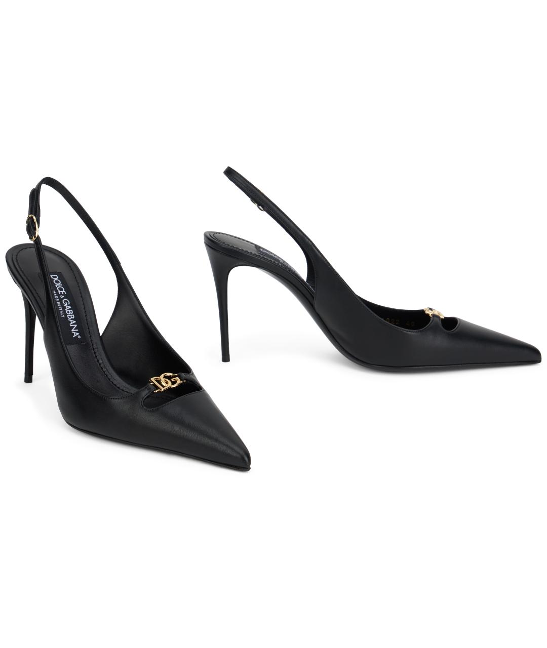 DOLCE&GABBANA Черные кожаные туфли, фото 3