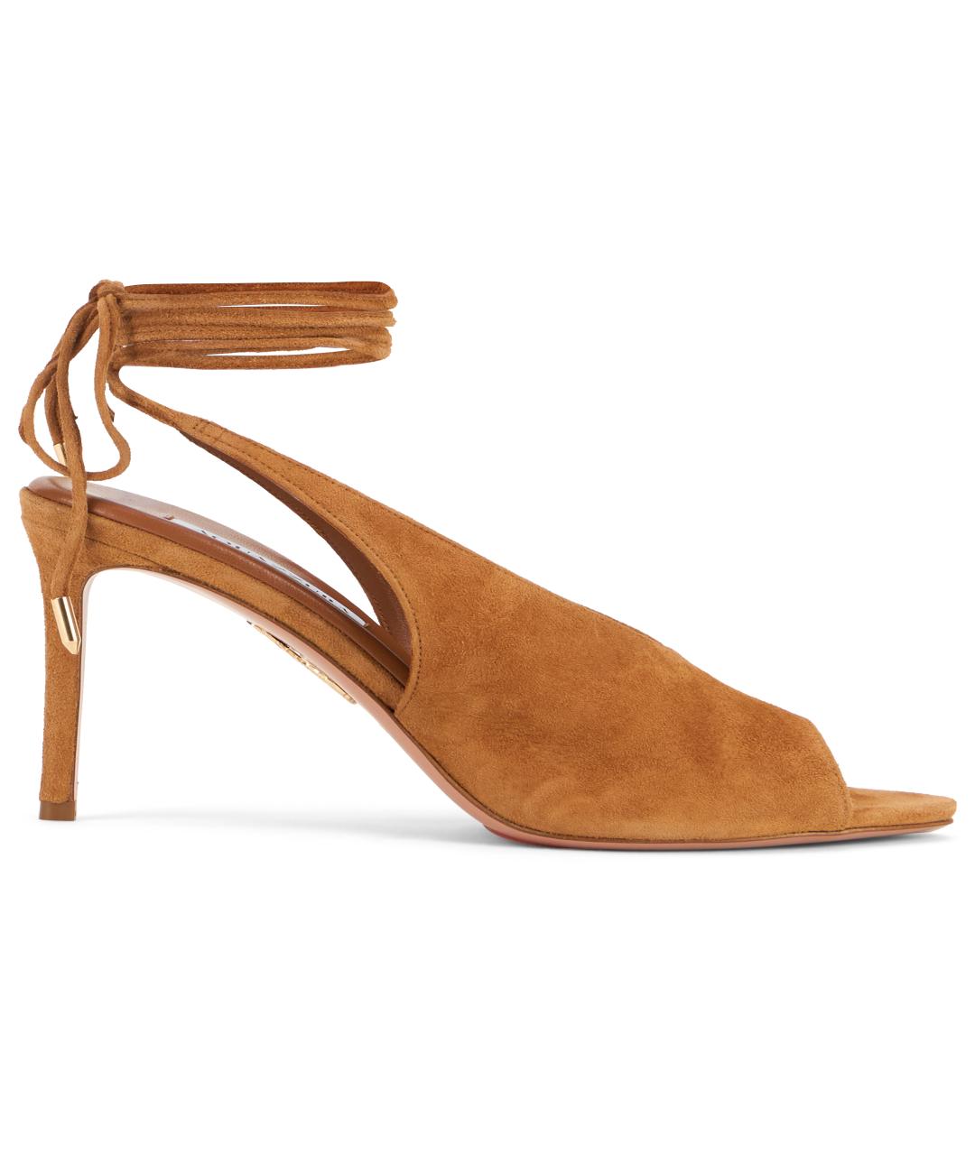 AQUAZZURA Бежевые кожаные босоножки, фото 2