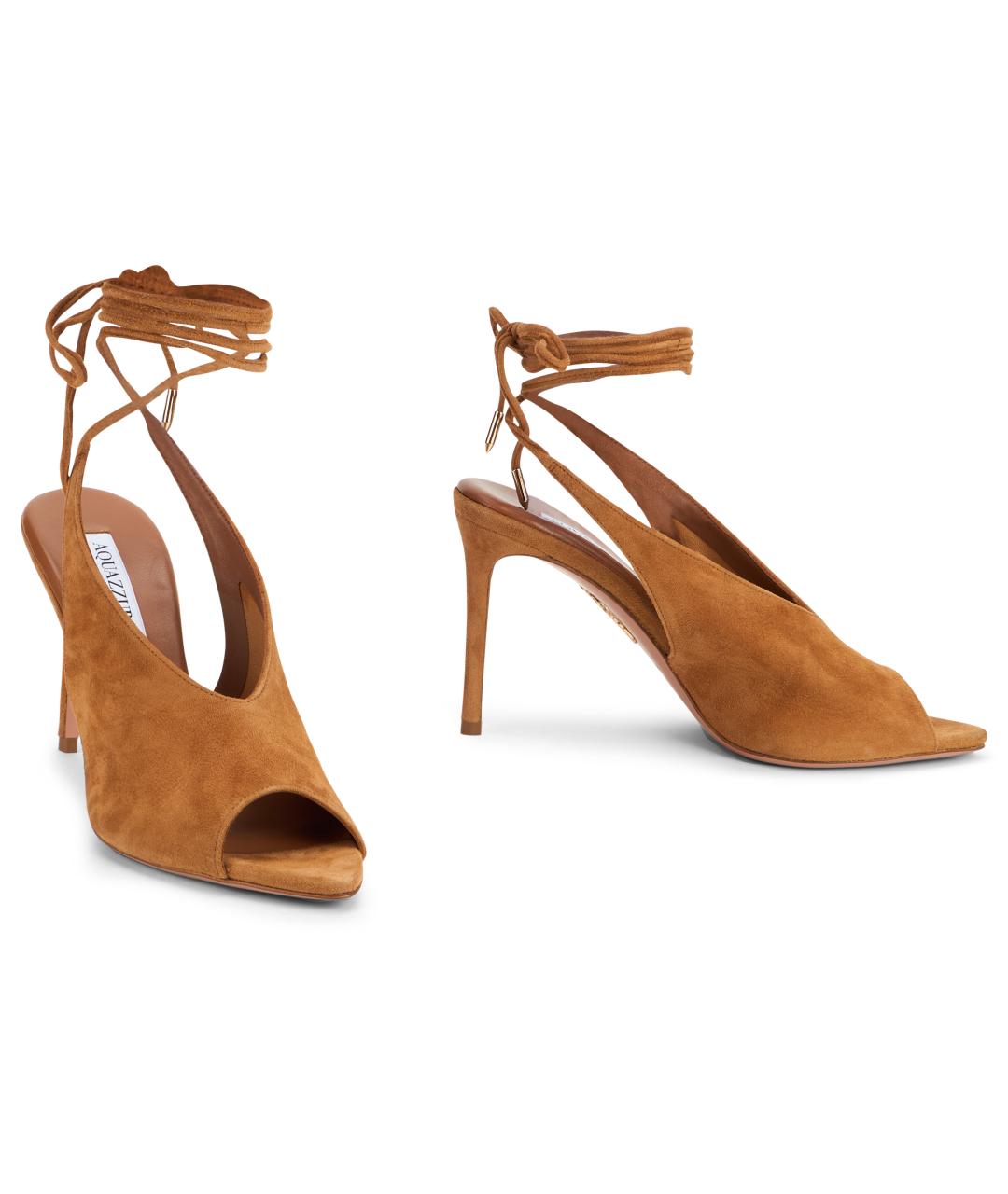 AQUAZZURA Бежевые кожаные босоножки, фото 3