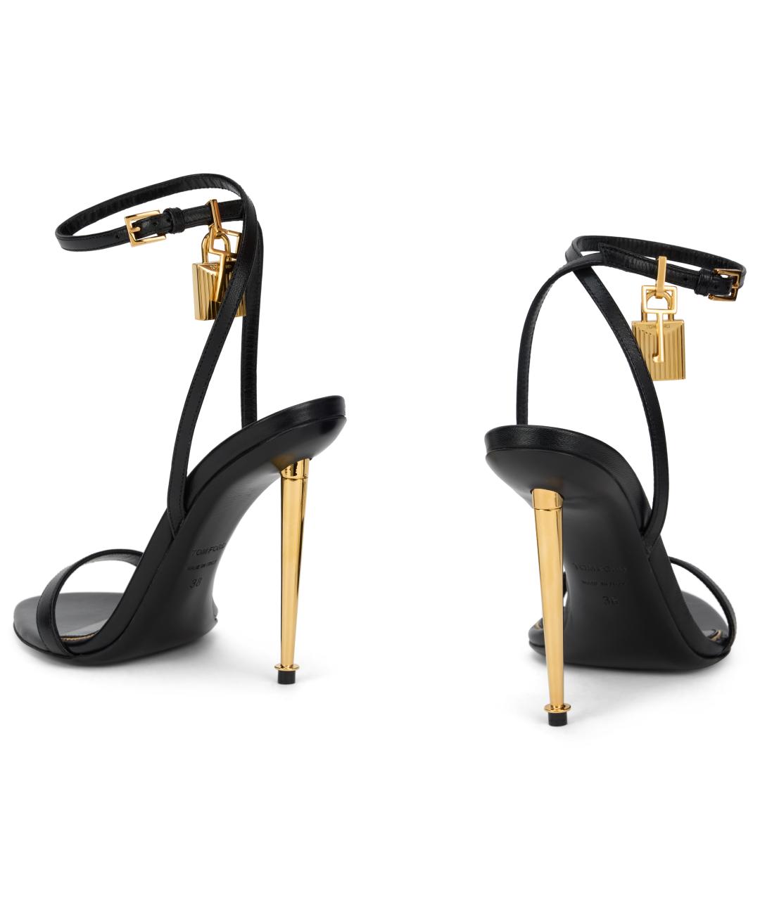 TOM FORD Черные кожаные босоножки, фото 3