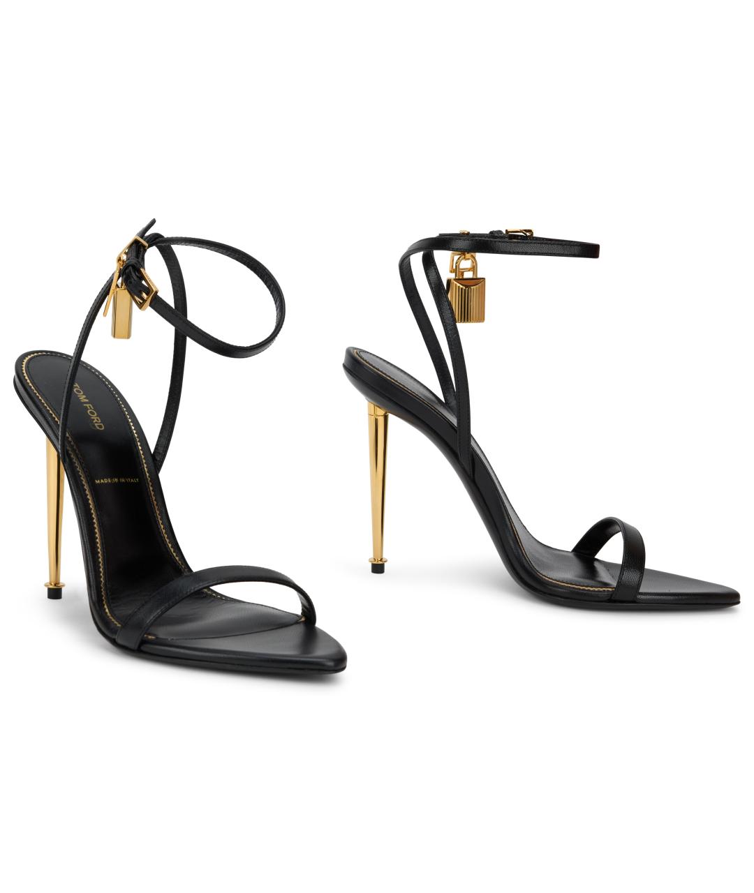 TOM FORD Черные кожаные босоножки, фото 2