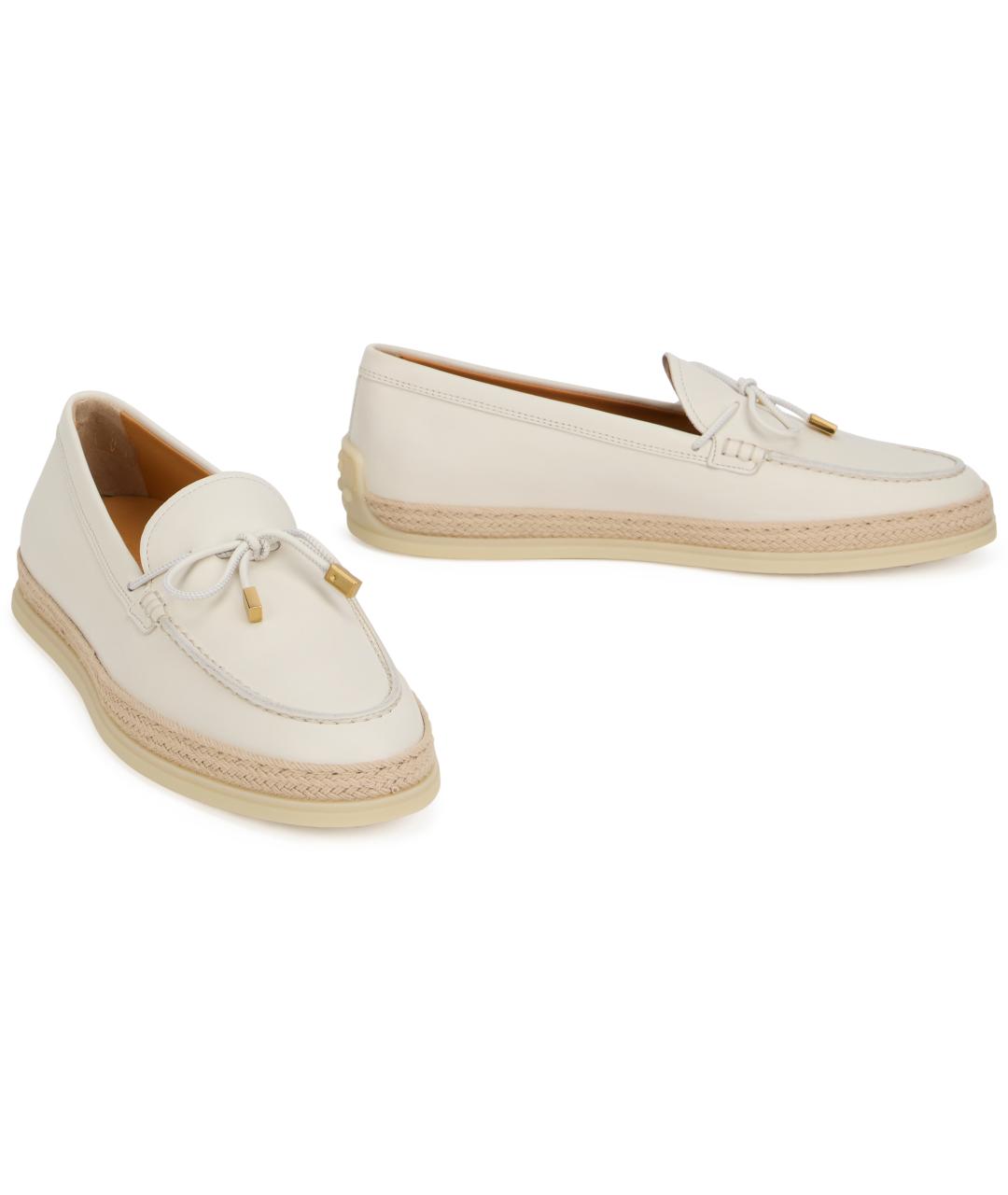 TOD'S Белые кожаные лоферы, фото 2