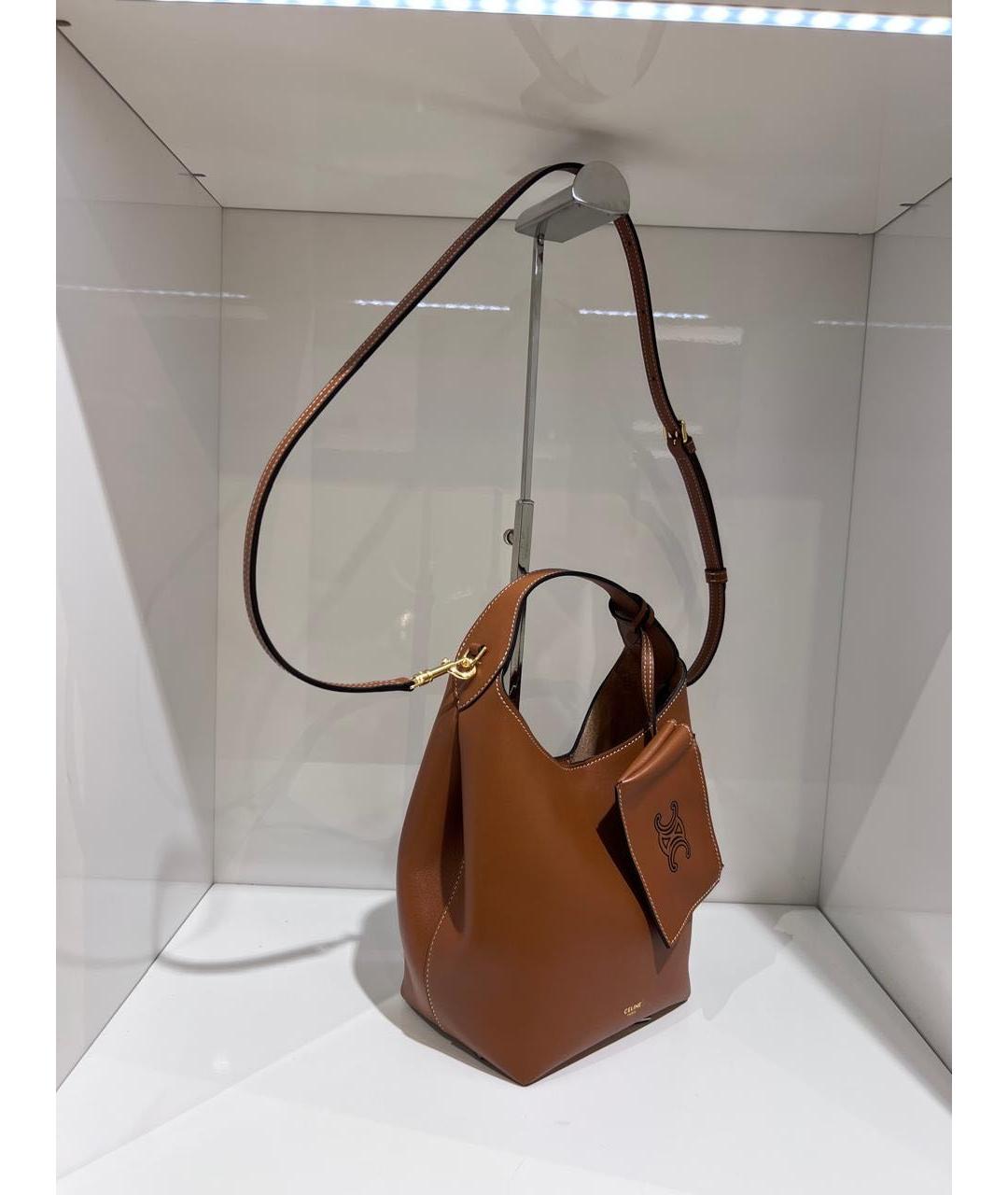 CELINE Коричневая кожаная сумка через плечо, фото 2